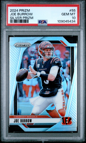 2024 Panini Prizm Joe Burrow Silver Prizm PSA 10 front
