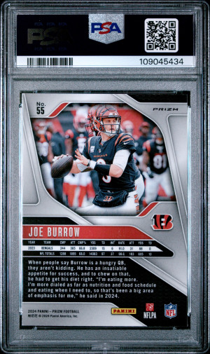 2024 Panini Prizm Joe Burrow Silver Prizm PSA 10 back