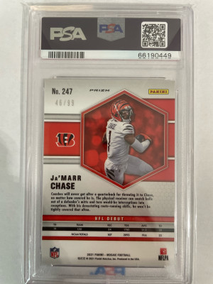 2021 Panini Mosaic Ja’marr Chase Blue Mosaic /99 PSA 10 back