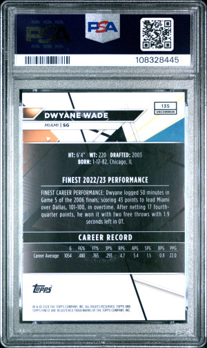2023 Topps Finest Dwyane Wade Blue Checkerboard /75 PSA 10 back