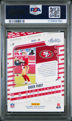2024 Panini Absolute Brock Purdy Blue Diamonds /99 PSA 10 back