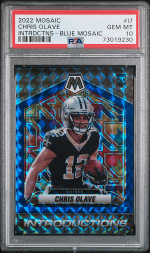 2022 Panini Mosaic Introductions Chris Olave Intrdctns-Blue Mosaic /99 PSA 10 front