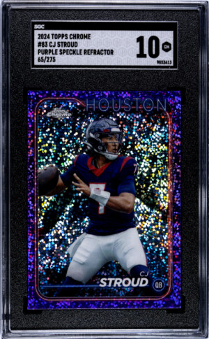 2024 Topps Chrome Cj Stroud Purple Speckle /275 SGC 10 front