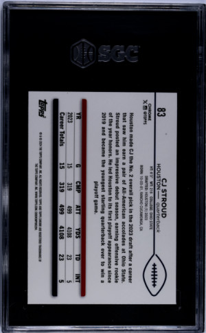 2024 Topps Chrome Cj Stroud Purple Speckle /275 SGC 10 back