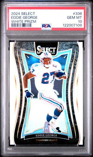 2024 Panini Select Eddie George White Prizm /35 PSA 10 front