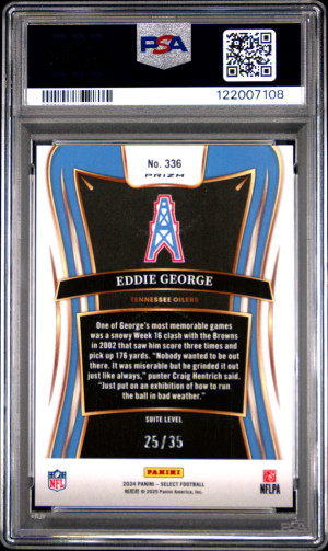 2024 Panini Select Eddie George White Prizm /35 PSA 10 back