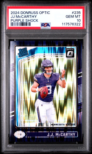 2024 Panini Donruss Optic Jj Mccarthy Purple Shock front