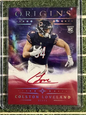 2025 Origins Rookie Autograph 14/99 Colston Loveland "On Card" front
