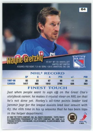 1998-99 Finest #64 Wayne Gretzky back