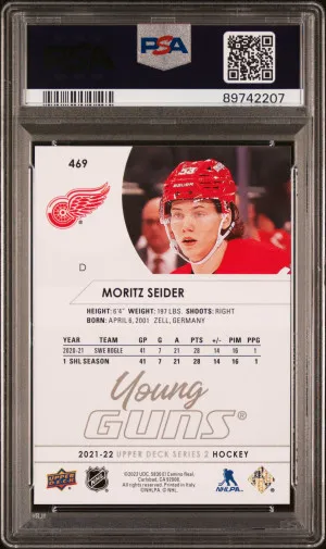 2021-2022 Series 2 Moritz Seider Young Guns #469 PSA 10 back