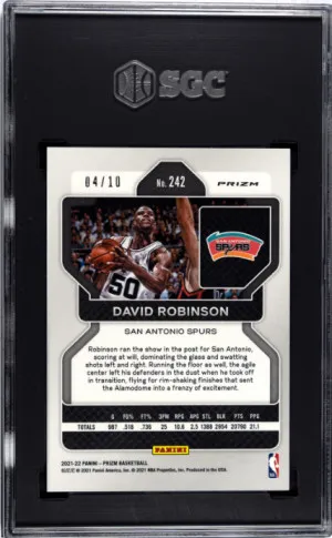 2021-22 Panini Prizm DAVID ROBINSON TRUE GOLD Prizm  /10 SGC 9.5 back