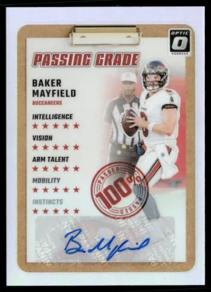 2024 Donruss Optic #10 Baker Mayfield Passing Grade Autographs #/99 front