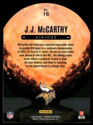 2025 Panini Phoenix #16 J.J. McCarthy Resurgent Snow Globe back