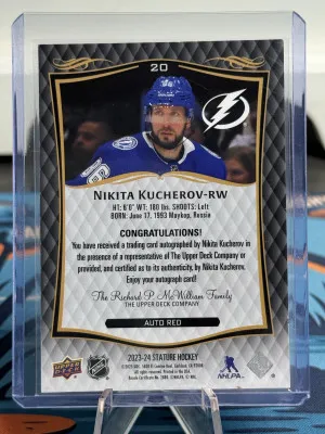 2023-24 Nikita Kucherov Red Auto /99 back