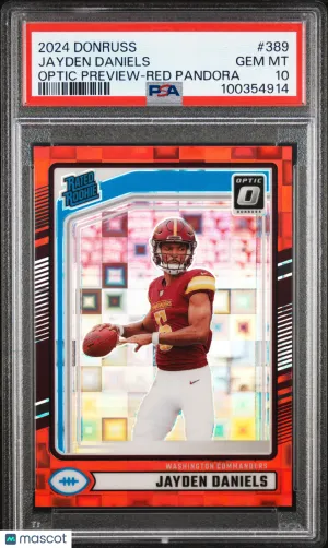 2024 Panini Donruss Jayden Daniels #389 Optic Preview Red Pandora PSA 10 front