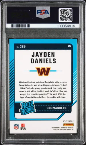 2024 Panini Donruss Jayden Daniels #389 Optic Preview Red Pandora PSA 10 back
