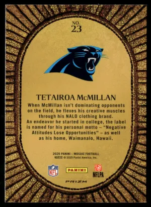 2025 Panini Mosaic #23 Tetairoa McMillan Micro Mosaic back