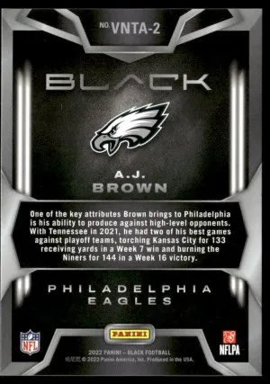 2022 Panini Black #VNTA-2 A.J. Brown Vanta back