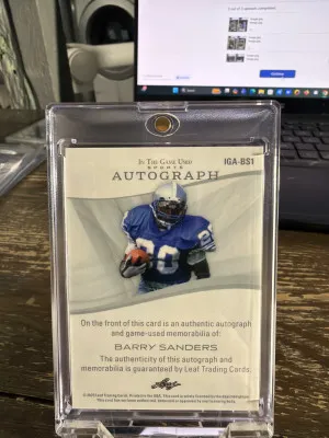 2025 Leaf In The Game Used - Auto Blue Holo #IGA-BS1 Barry Sanders #/25 back