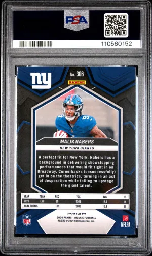 2024 Panini Mosaic Malik Nabers Silver No Huddle back