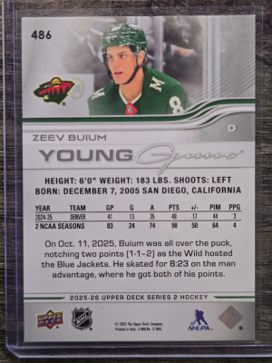 2025-26 Upper Deck Series 2 Young Guns back