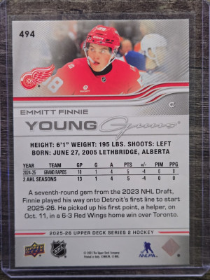 2025-26 Upper Deck Series 2 Young Guns back