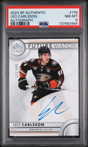 2023 Sp Authentic Leo Carlsson Future Watch Autograph PSA 8 front