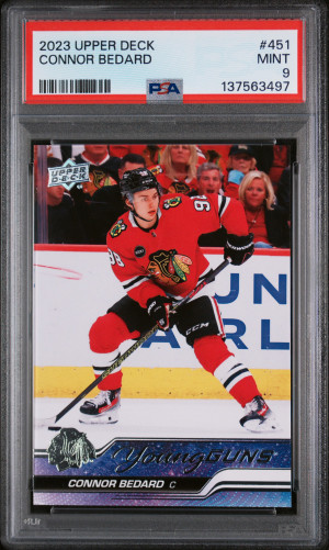 2023 Upper Deck Connor Bedard Young Guns PSA 9 Mint front