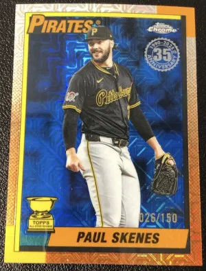 2025 Topps Chrome Update Series #u90c-1 Paul Skenes Blue Mojo 26/150 Pirates front
