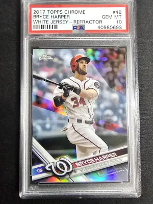 2017 Topps Chrome Bryce Harper White Jersey-Refractor front
