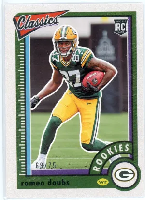 2022 Classics #179 Romeo Doubs Rookie Blue Back 69/75 front