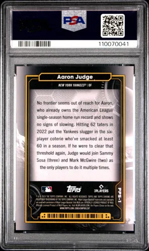 2024 Topps Chrome Cosmic Planetary Pursuit Aaron Judge #PPS-1 The Sun PSA 10 back