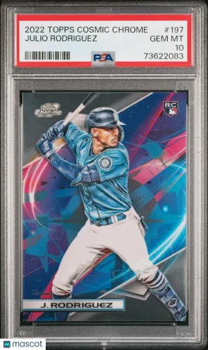 2022 Topps Chrome Cosmic Julio Rodriguez #197 RC PSA 10 front