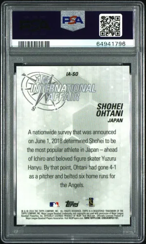 2018 Topps Chrome Update Shohei Ohtani #IA-SO An International Affair PSA 9 back