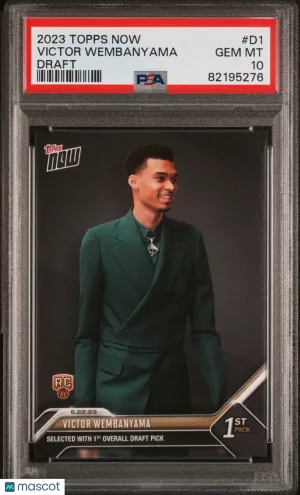 2023 Topps Now Basketball Victor Wembanyama #D1 Draft RC PSA 10 front