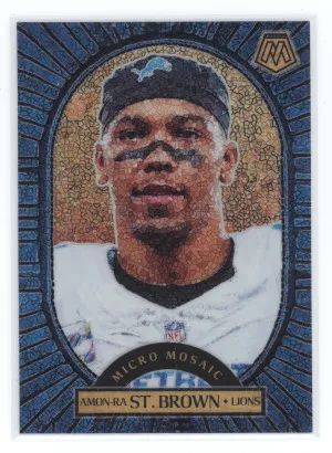 2025 Panini Mosaic Football Amon-Ra St. Brown #18 Micro Mosaic front
