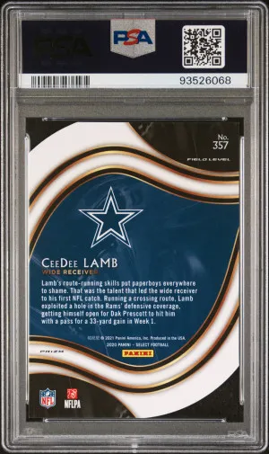 2020 Panini Select Football Ceedee Lamb #357 Die-Cut Orange Prizm RC PSA 10 back