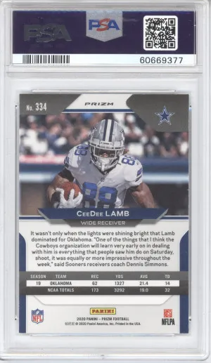 2020 Panini Prizm Football Ceedee Lamb #334 Variation No Huddle RC PSA 10 back