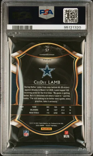 2020 Panini Select Football Ceedee Lamb #57 Die-Cut Orange Prizm RC PSA 10 back