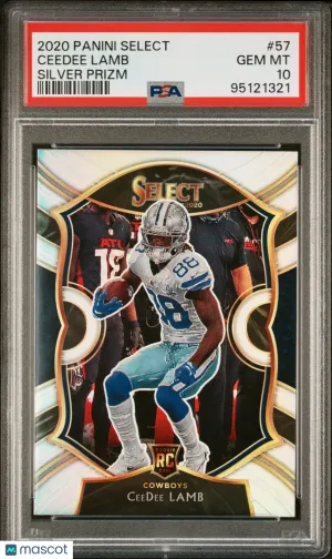2020 Panini Select Football Ceedee Lamb #57 Silver Prizm RC PSA 10 front