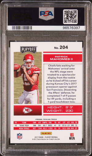 2017 Panini Playoff Patrick Mahomes Ii back