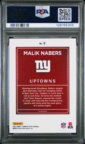 2024 Panini Donruss Optic Uptowns Malik Nabers back
