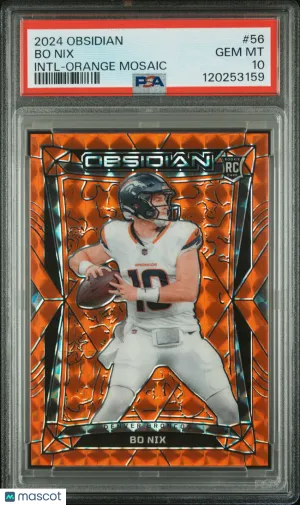 2024 Panini Obsidian Bo Nix #56 International Orange Mosaic 05/24 RC PSA 10 front