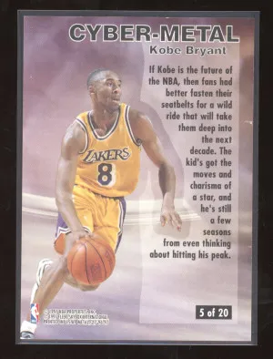 1996 Fleer Metal Basketball Kobe Bryant #5 Cyber-Metal RC back
