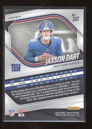 2025 Panini Prizm Football Jaxson Dart #332 Purple Pulsar RC back