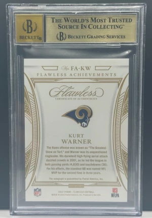 Kurt Warner HoF Autographs Flawless /15 BGS 9.5 back