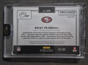 2024 PANINI  Ricky Pearsal RPA 04/99 !!! back