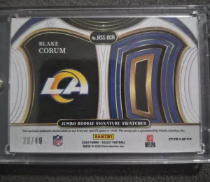 2024 Panini Blake Corum RPA /49 back