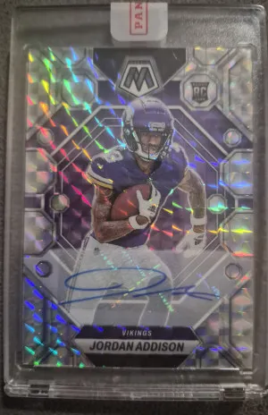 2023 Panini Mosaic Jordan Addison Rookie Auto!! front