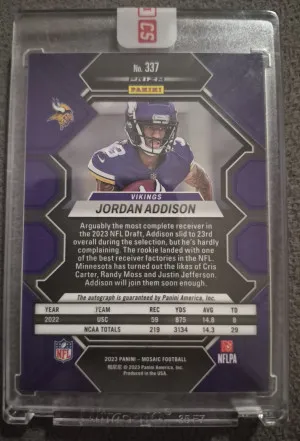 2023 Panini Mosaic Jordan Addison Rookie Auto!! back